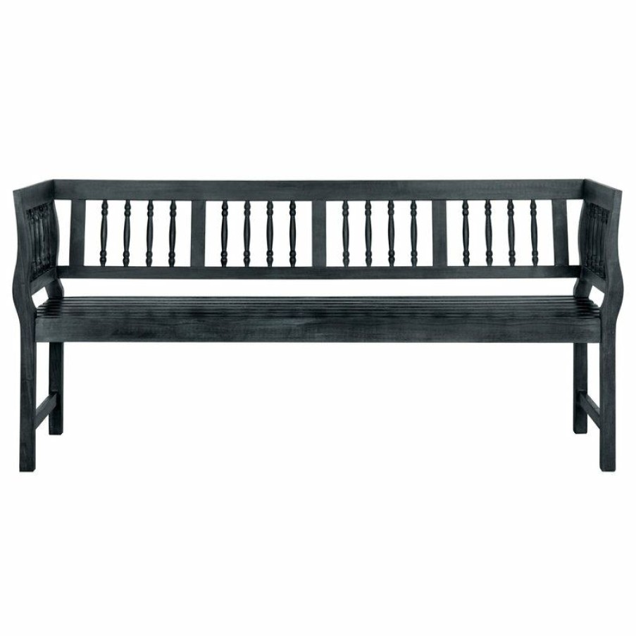 Outdoor Benches * | Hot Sale Safavieh Brentwood Indoor/Outdoor Bench, Dark Slate Gray