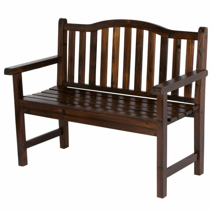 Outdoor Benches * | Deals Shine Company Belfort Garden Bench, Burnt Brown