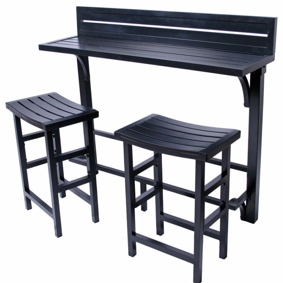 Outdoor Bar Furniture * | Best Pirce Miyu Sales Balcony Bar, 3-Piece Set, Onyx