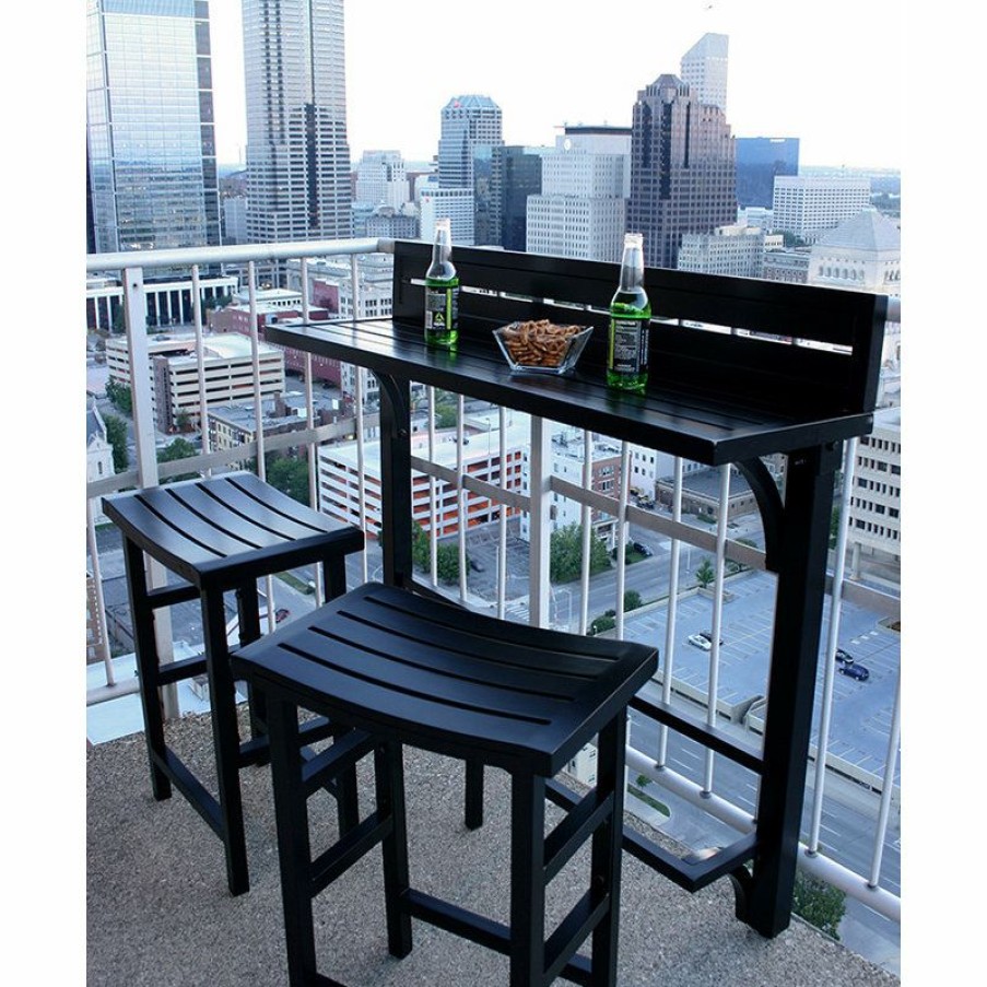 Outdoor Bar Furniture * | Best Pirce Miyu Sales Balcony Bar, 3-Piece Set, Onyx