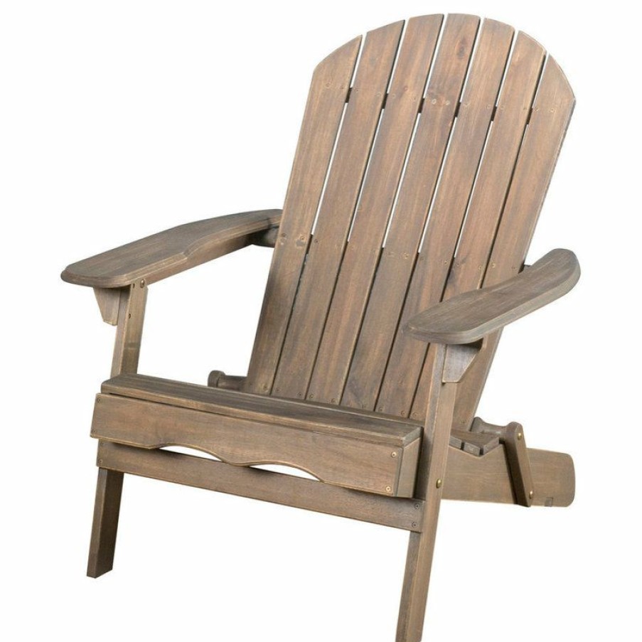 Outdoor Chairs * | Top 10 Gdfstudio Gdf Studio Milan Outdoor Folding Wood Adirondack Chair, Gray