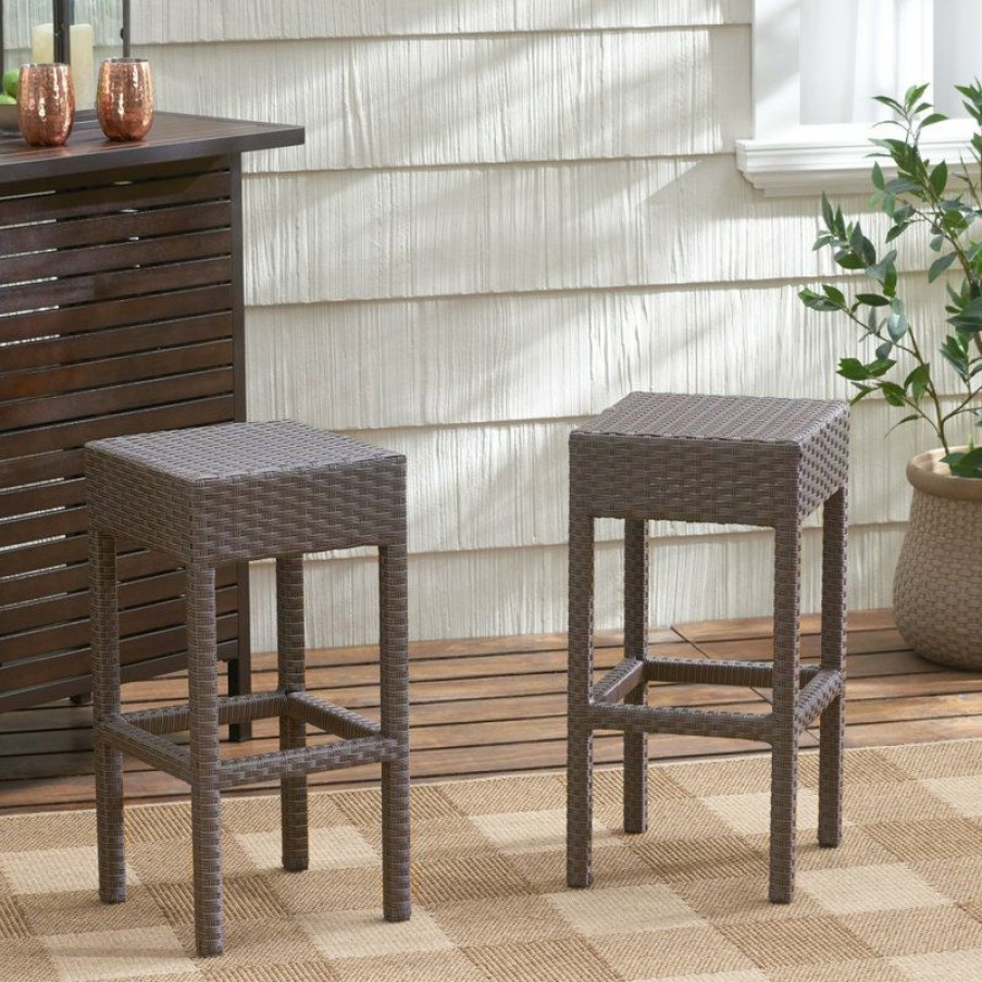 Outdoor Bar Furniture * | Best Sale Gdfstudio Gdf Studio 2-Piece Rudolfo Outdoor Backless Bar Stools