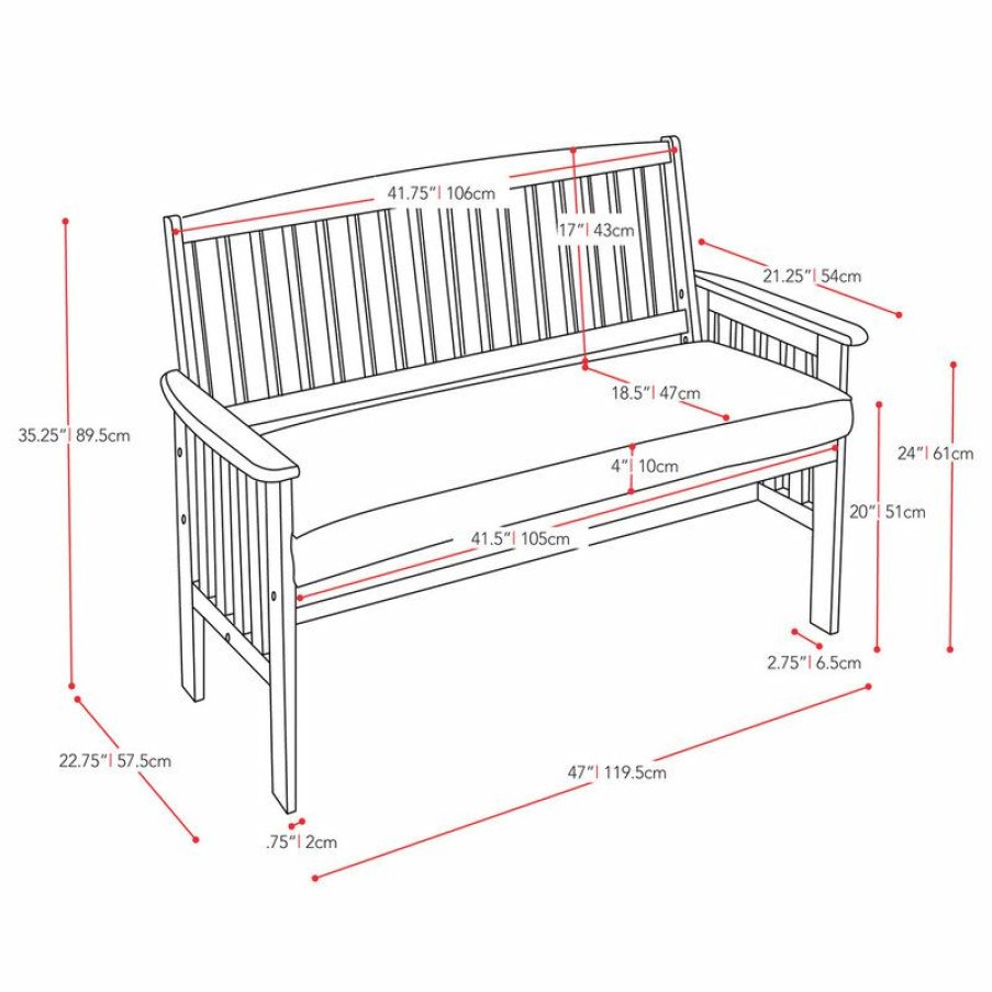 Outdoor Benches * | Promo Corliving Distribution Llc Corliving Miramar Cinnamon Brown Hardwood Outdoor Bench