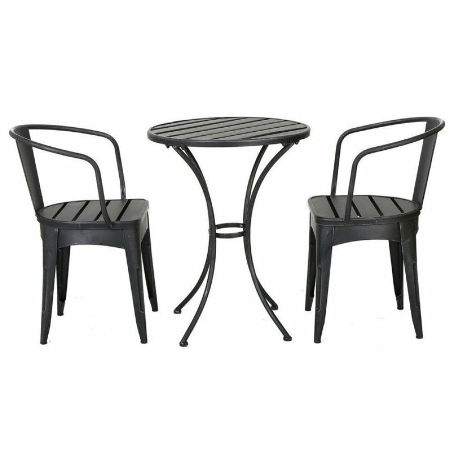 Outdoor Bar Furniture * | Discount Gdfstudio Gdf Studio 3-Piece Castro Outdoor Black Cast Bistro Set