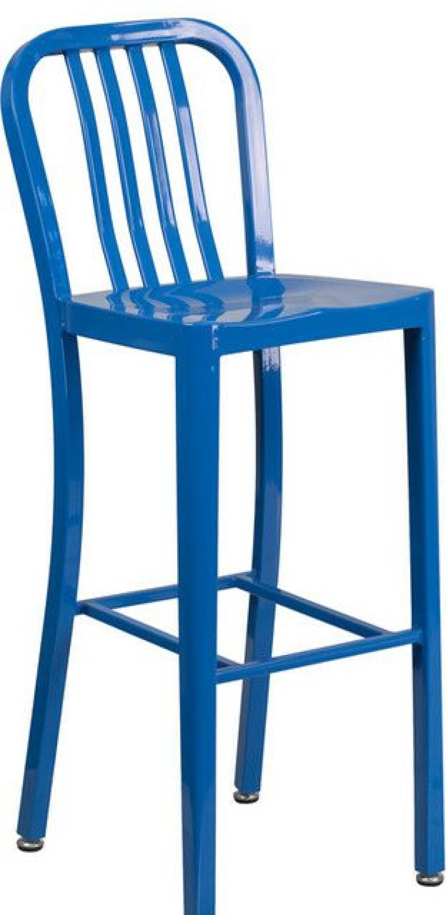 Outdoor Bar Furniture * | Cheap Flash Furniture 30 High Blue Metal Indoor Outdoor Barstool With Vertical Slat Back