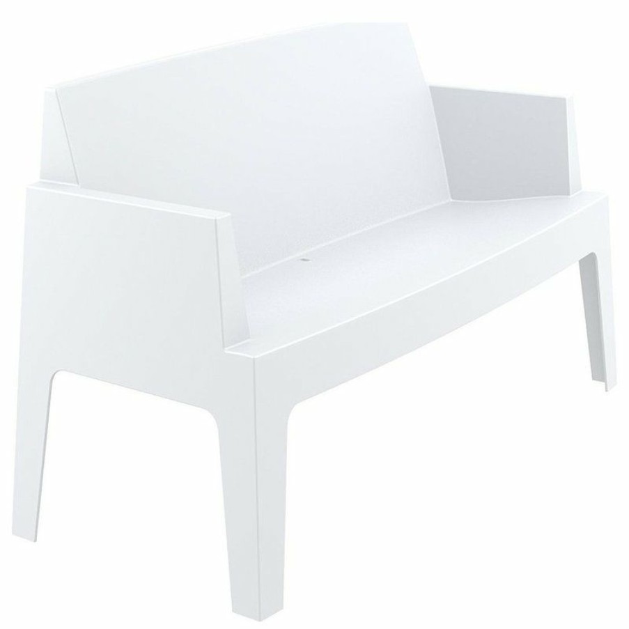 Outdoor Benches * | Cheapest Compamia Box Outdoor Bench, White