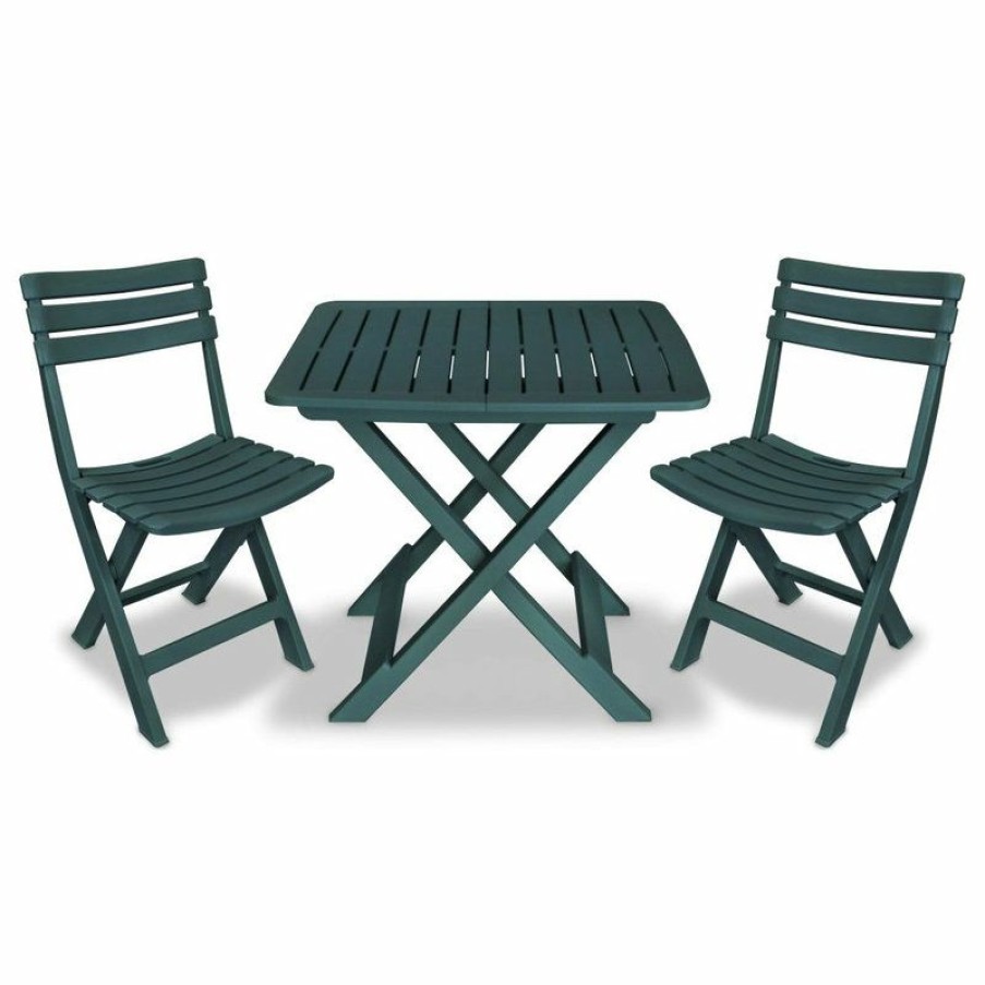 Outdoor Bar Furniture * | Cheapest Vida Xl Llc Vidaxl 3 Piece Folding Bistro Set Plastic Green Balcony Set Patio Furniture