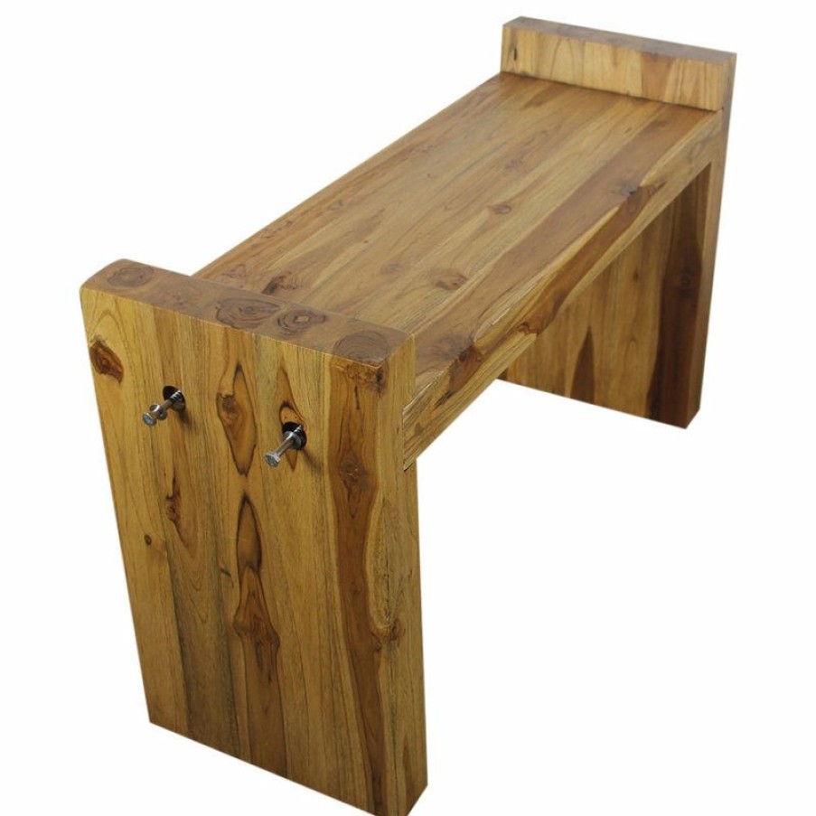 Outdoor Benches * | Top 10 Kammika Import Export Co., Ltd (Thailand) Haussmann Teak Block Bench 36 X 12.5 X 20.5 Inch High Kd Oak Oil