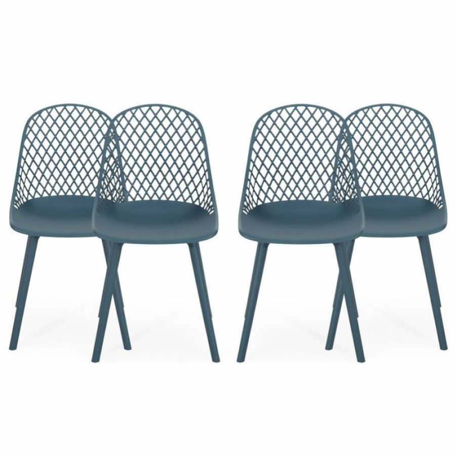 Outdoor Chairs * | New Gdfstudio Lily Outdoor Dining Chair, Set Of 4, Green