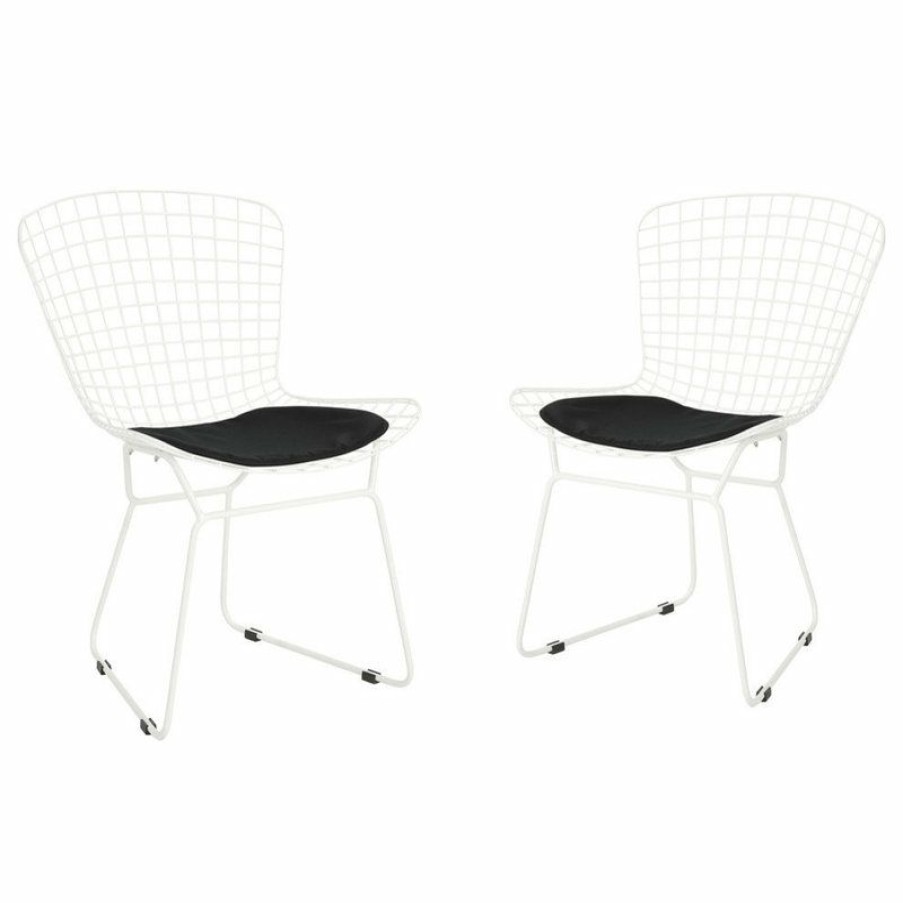 Outdoor Chairs * | Buy Gdfstudio Gdf Studio Fonda Outdoor Iron Chairs, Set Of 2, White/Black