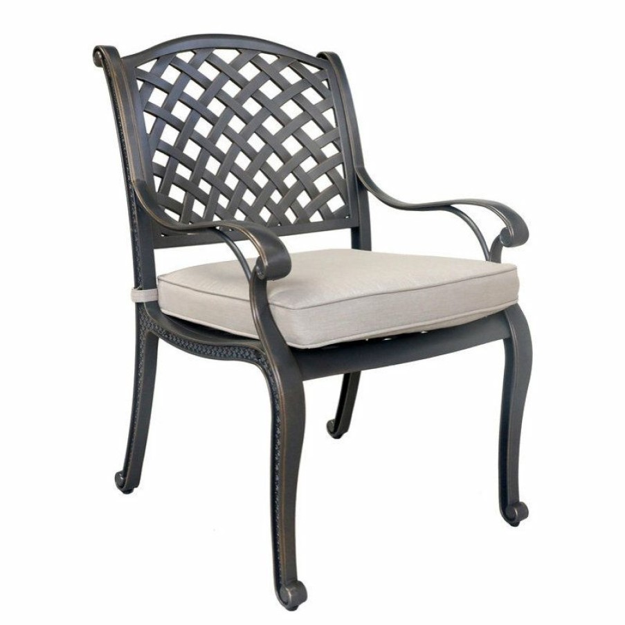 Outdoor Chairs * | Best Pirce Ipatio Furniture Carlsbad Cast Dessert Night Aluminum Dining Arm Chair With Cushion