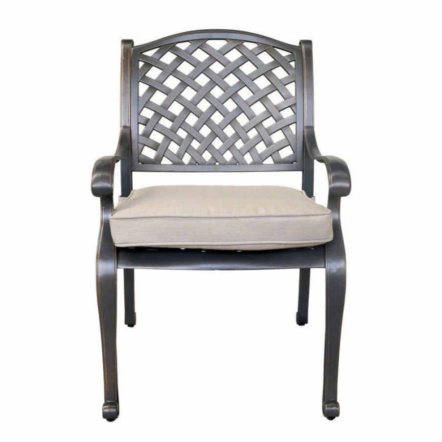 Outdoor Chairs * | Best Pirce Ipatio Furniture Carlsbad Cast Dessert Night Aluminum Dining Arm Chair With Cushion