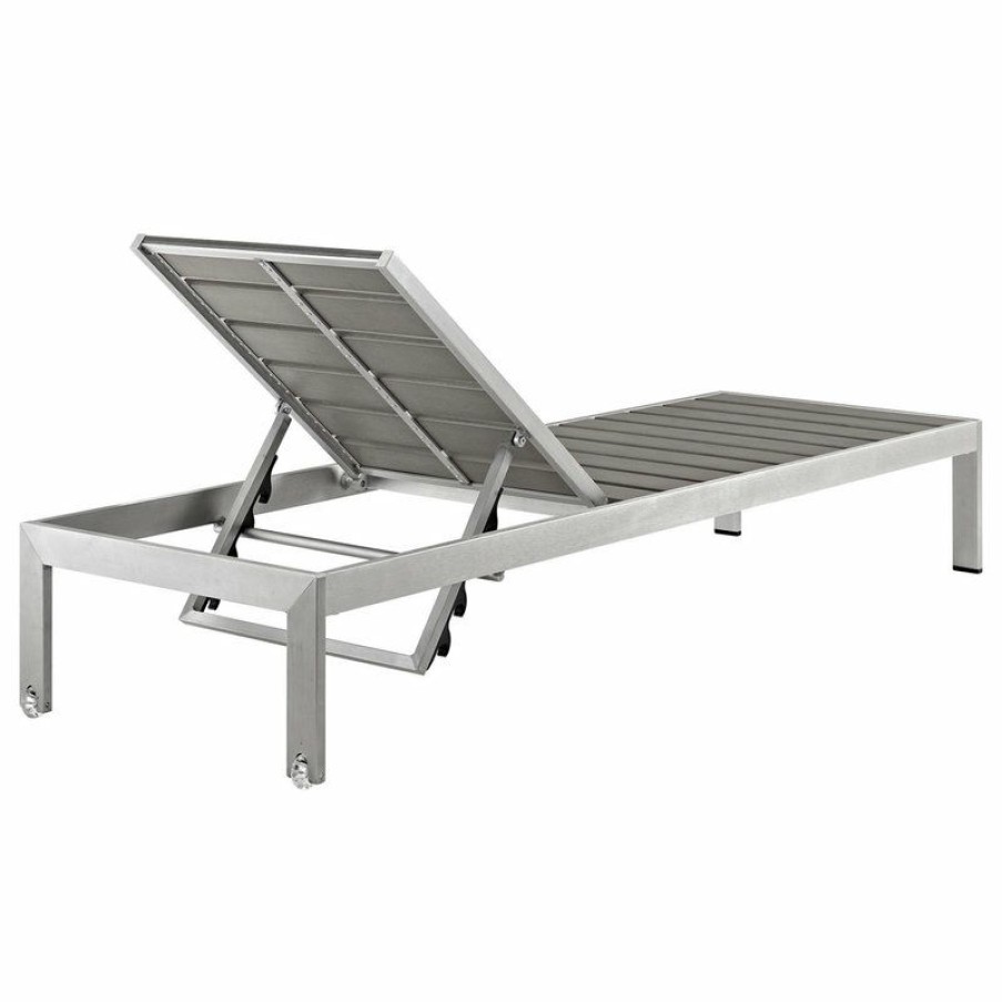 Outdoor Chairs * | Top 10 Modway Shore Chaise Outdoor Patio Aluminum Set Of 2