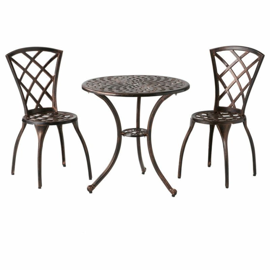 Outdoor Bar Furniture * | Flash Sale Gdfstudio Gdf Studio Glenbrook 3 Piece Cast Aluminum Bistro Set