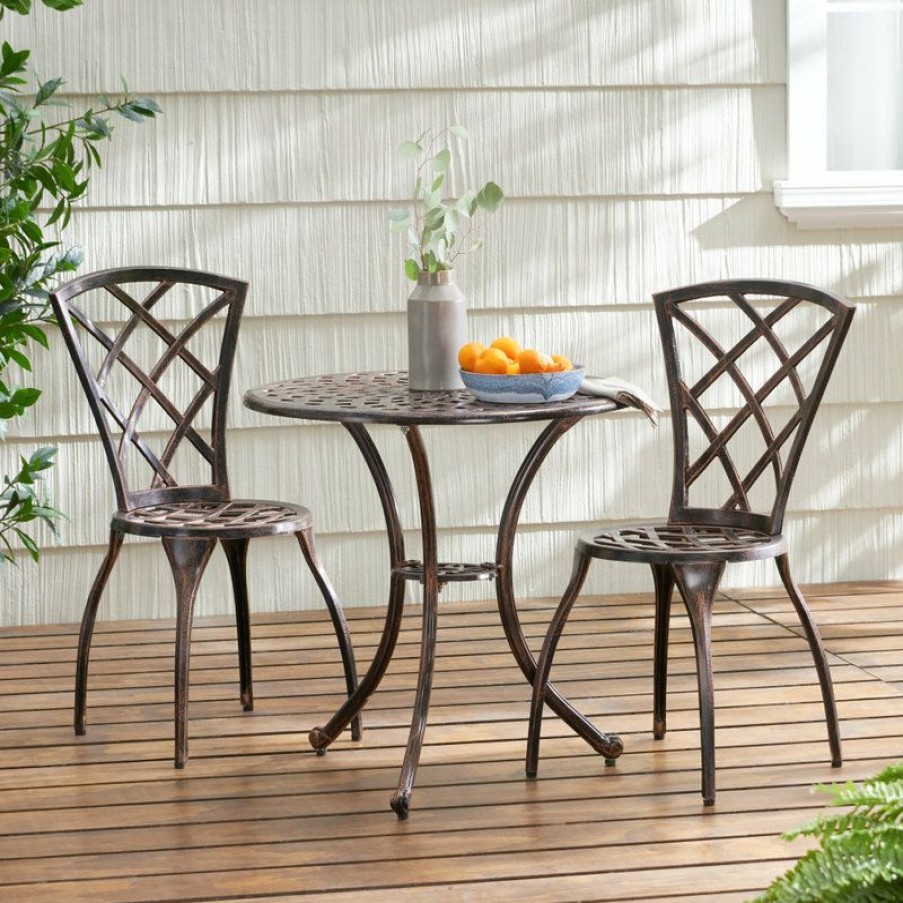 Outdoor Bar Furniture * | Flash Sale Gdfstudio Gdf Studio Glenbrook 3 Piece Cast Aluminum Bistro Set