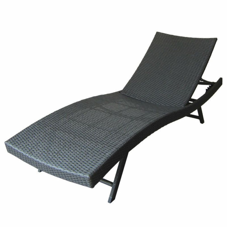 Outdoor Chairs * | Promo Gdfstudio Gdf Studio Arthur Outdoor Wicker Chaise Lounge, Gray