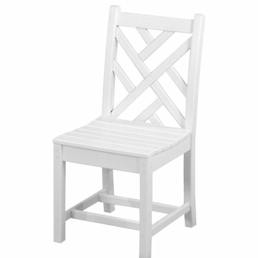 Outdoor Chairs * | Budget Polywood Chippendale Dining Side Chair, White