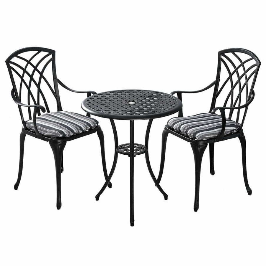 Outdoor Bar Furniture * | Budget Kinger Home 3 Piece Patio Bistro Table Set Cast Aluminum Weatherproof Black