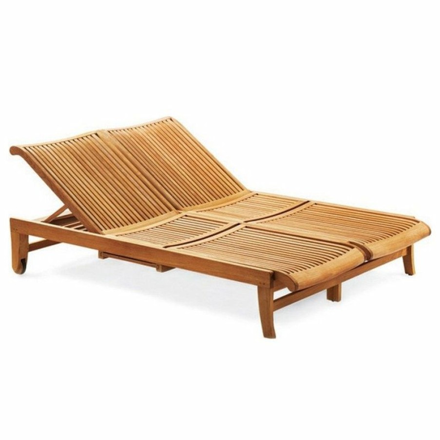 Outdoor Chairs * | Cheap Teak Deals Teak Outdoor Giva Double Chaise Lounger