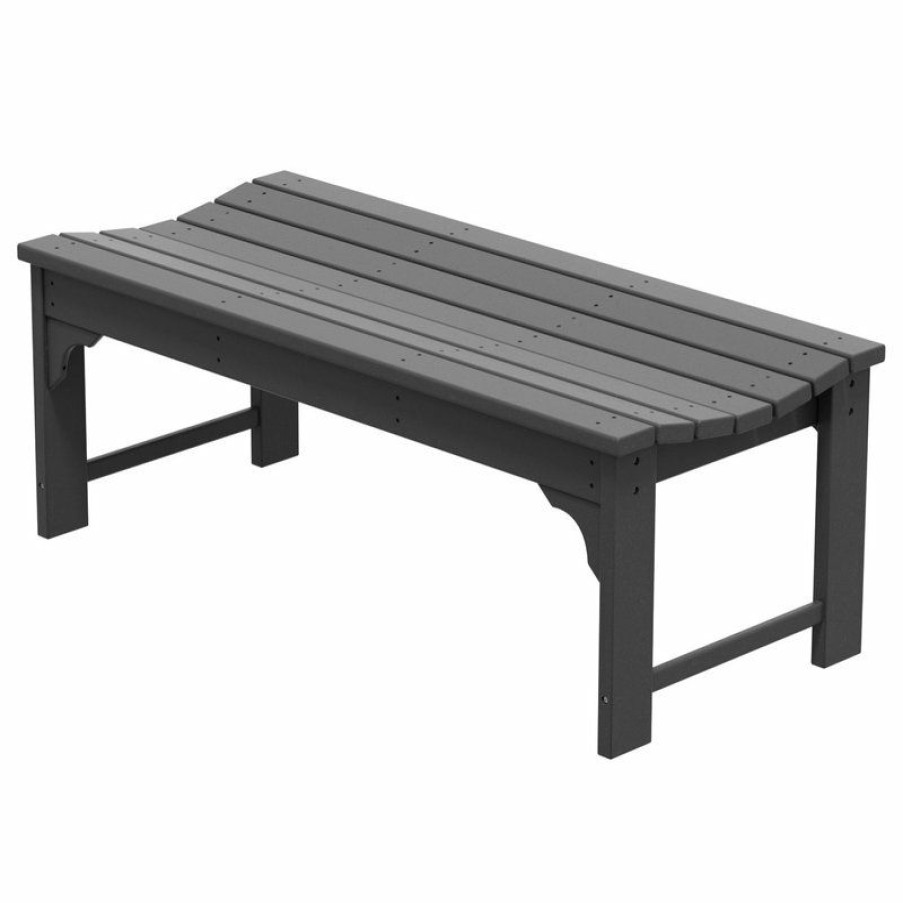 Outdoor Benches * | Discount Westintrends Backless Plastic Outdoor Bench For Patio Garden, Gray