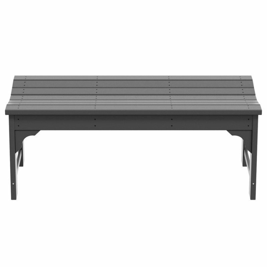 Outdoor Benches * | Discount Westintrends Backless Plastic Outdoor Bench For Patio Garden, Gray