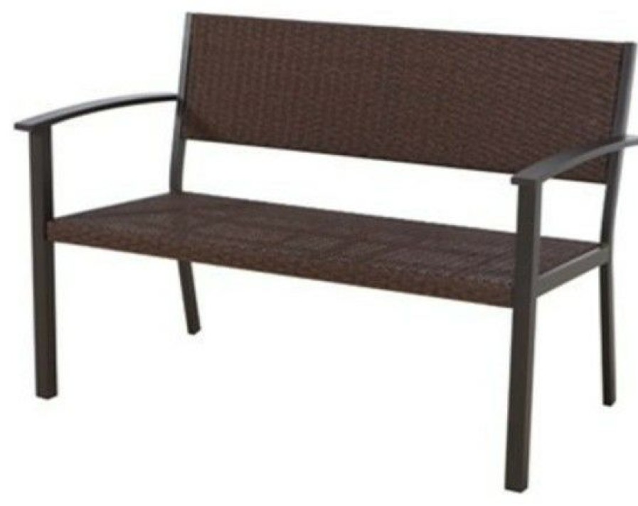 Outdoor Benches * | Flash Sale Letright Industrial Corp Hangzhou China Arts Industrial Wicker Bench, Aluminum, Brown, 46