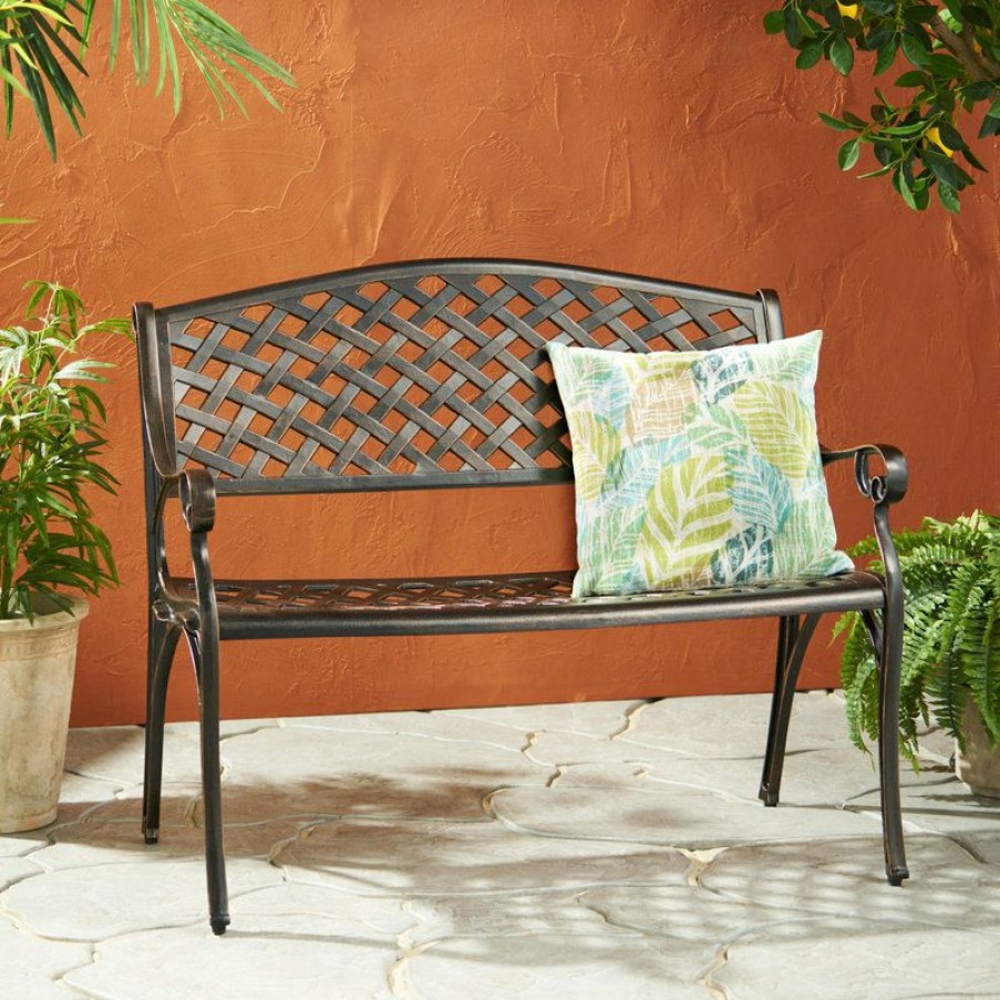 Outdoor Benches * | Wholesale Gdfstudio Gdf Studio Eastwood Antique Copper Cast Aluminum Garden Bench