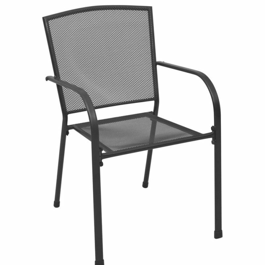 Outdoor Chairs * | Wholesale Vida Xl Llc Vidaxl 4X Patio Chair Mesh Design Anthracite Steel Outdoor Garden Balcony