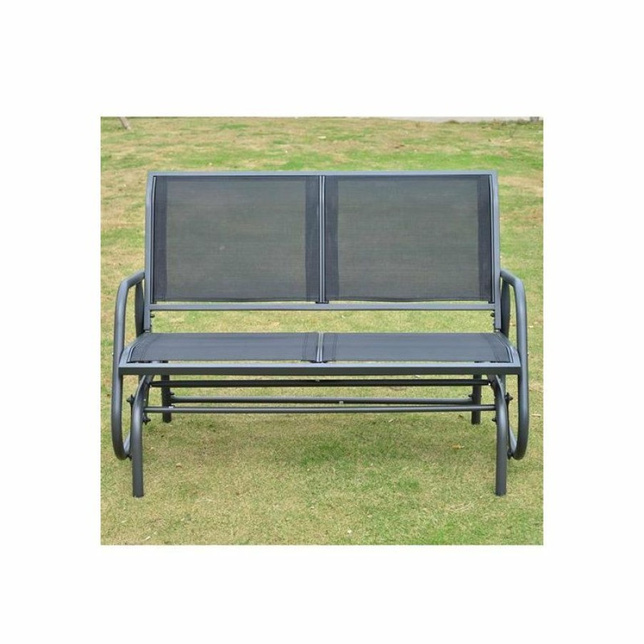 Outdoor Benches * | Best Deal Affordablevariety Outdoor Patio Swing Glider Bench Chair Dark Gray