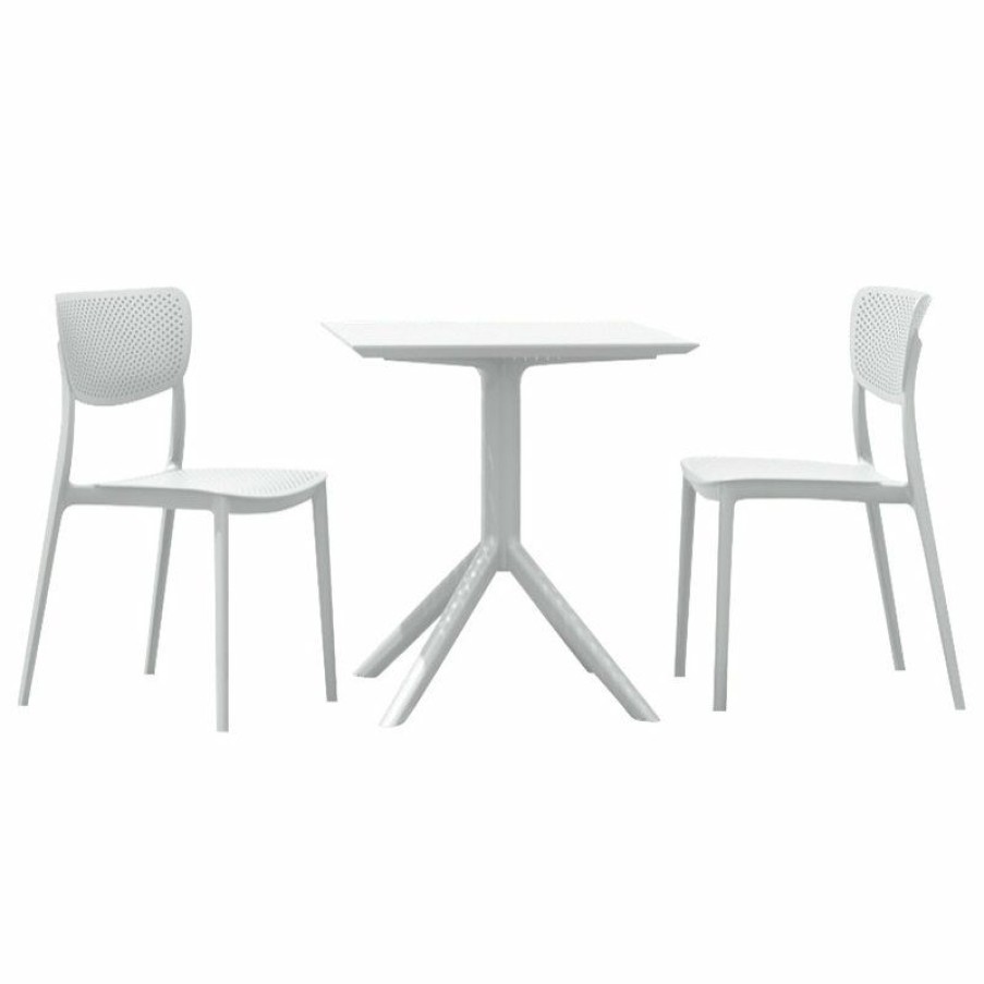 Outdoor Bar Furniture * | Wholesale Compamia Lucy Outdoor Bistro 3-Piece Set With 24 Table Top White