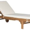 Outdoor Chairs * | Discount Safavieh Newport Chaise Lounge Chair With Side Table, Teak