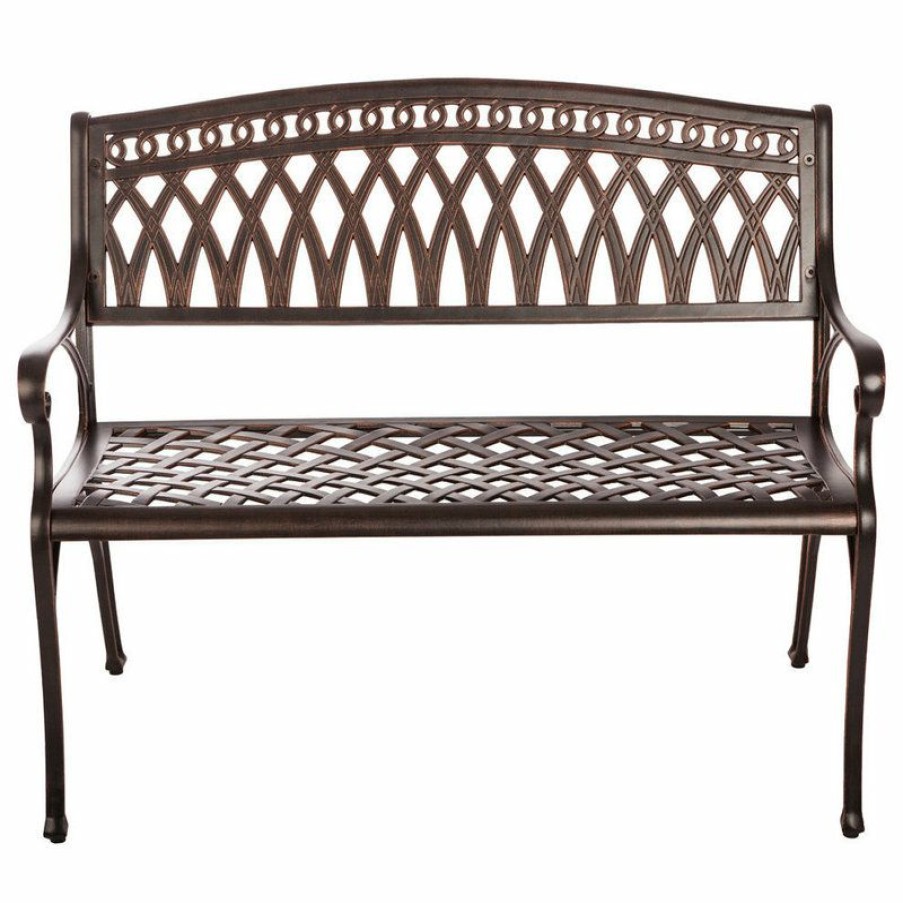 Outdoor Benches * | New Fire Sense Simone Cast Aluminum Patio Bench