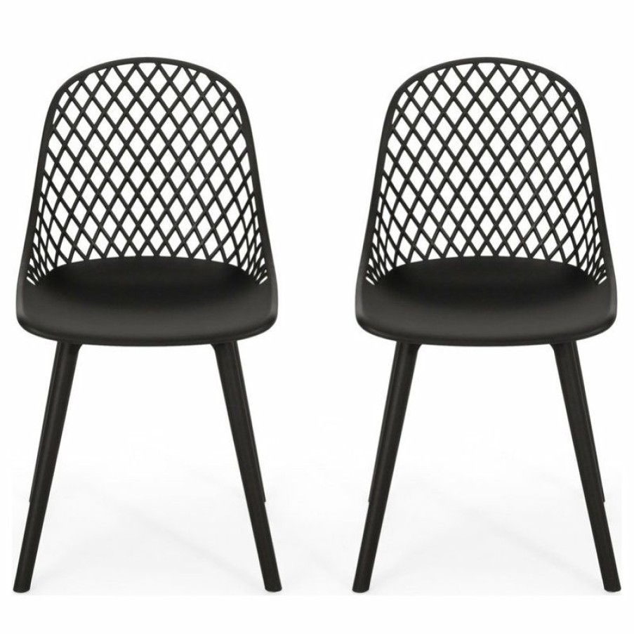 Outdoor Chairs * | Coupon Gdfstudio Lily Outdoor Dining Outdoor Dining Chair, Black