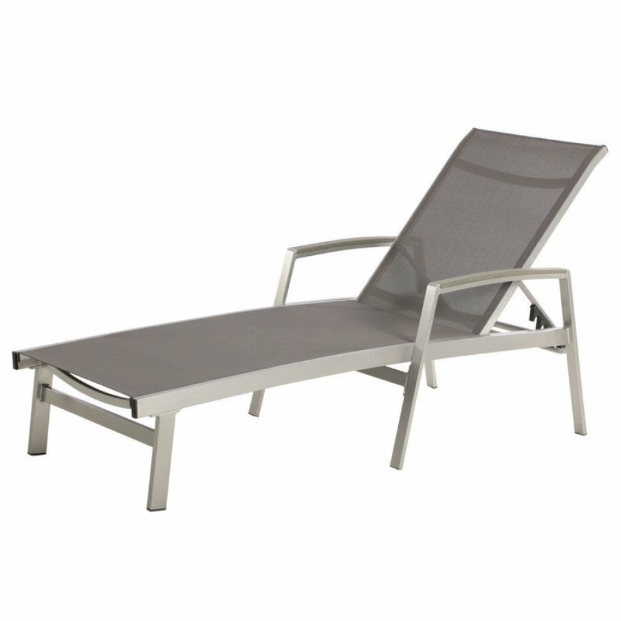 Outdoor Chairs * | Cheapest Gdfstudio Gdf Studio Joy Outdoor Mesh And Aluminum Chaise Lounge, Gray