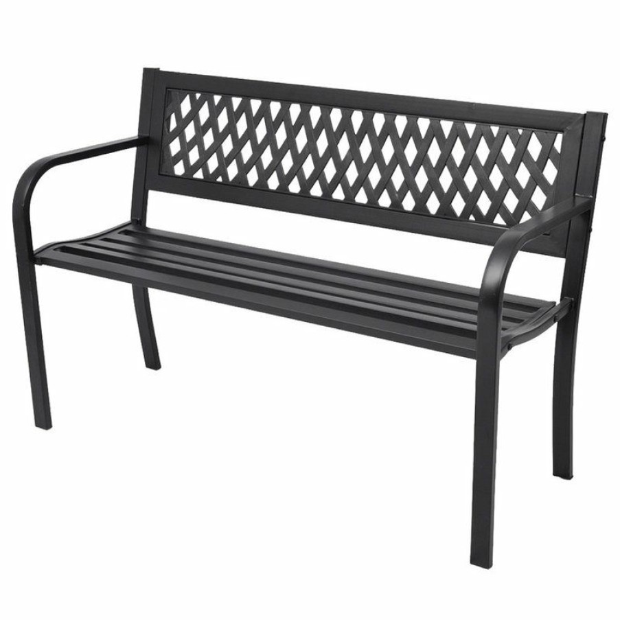 Outdoor Benches * | Best Deal Vida Xl Llc Vidaxl Patio Bench Steel Garden Backyard Park Porch Garden Chair Deck Seat