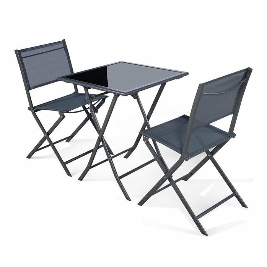 Outdoor Bar Furniture * | Flash Sale Costway 3 Pieces Metal Outdoor Patio Bistro Set For Garden Backyard In Gray