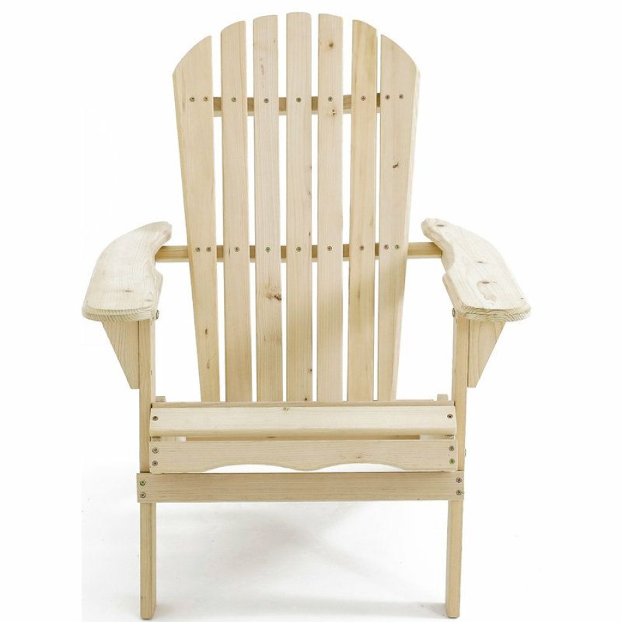 Outdoor Chairs * | Discount Luxen Home Luxenhome Unfinished Wood Adirondack Chair