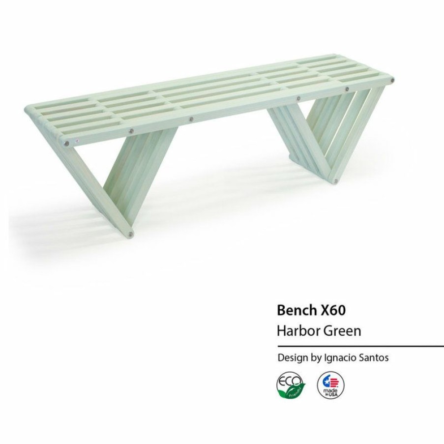 Outdoor Benches * | Best Sale Glodea/Xquare Moder Design Wood Bench, Made In America By Glodea 54 , Seaside