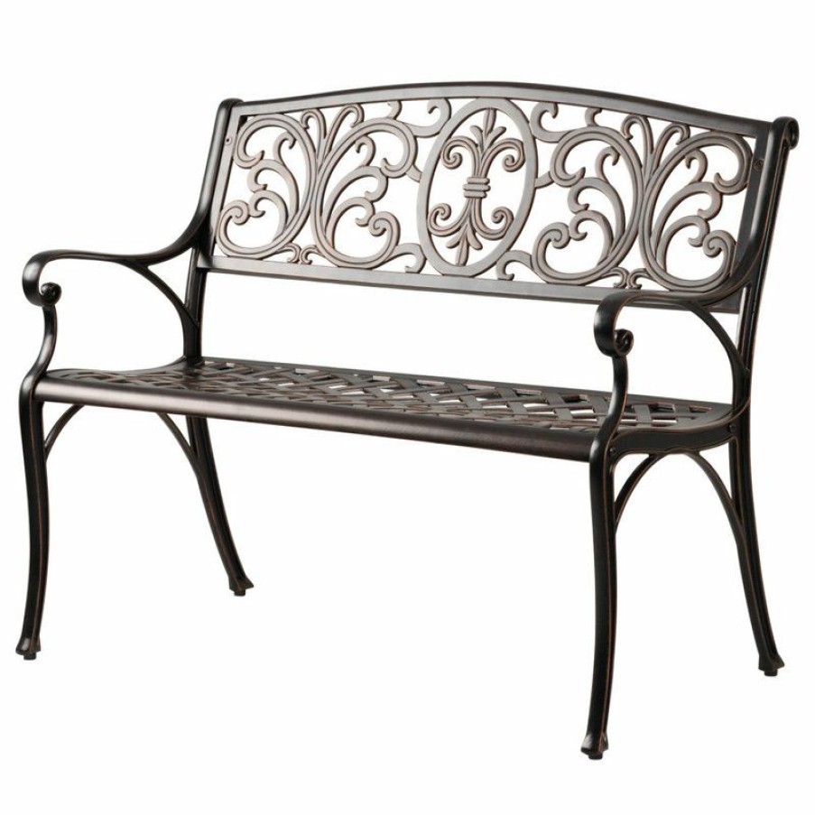 Outdoor Benches * | New Fire Sense Decatur Aluminum Patio Bench In Antique Bronze