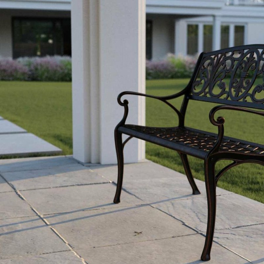 Outdoor Benches * | New Fire Sense Decatur Aluminum Patio Bench In Antique Bronze