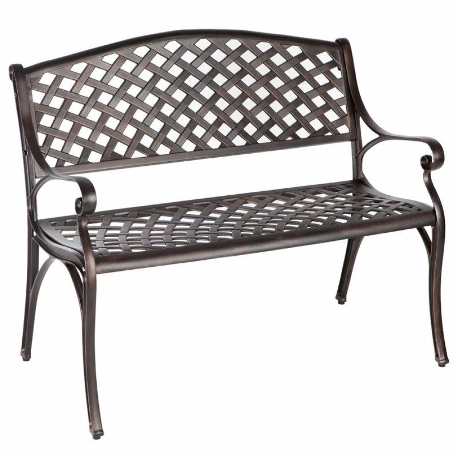 Outdoor Benches * | Deals Fire Sense Antique Bronze Cast Aluminum Patio Bench