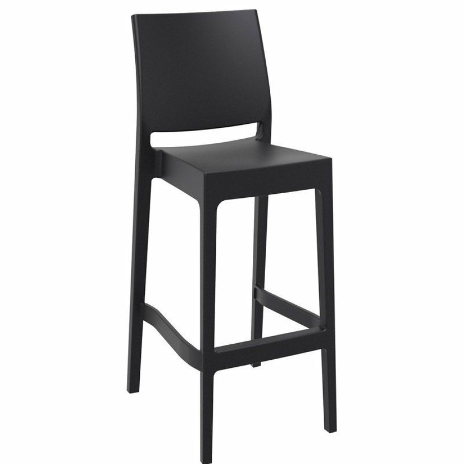 Outdoor Bar Furniture * | Cheap Compamia Maya Resin Barstool, Black, Set Of 2