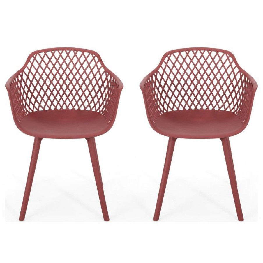 Outdoor Chairs * | Best Pirce Gdfstudio Poppy Outdoor Dining Chair, Red