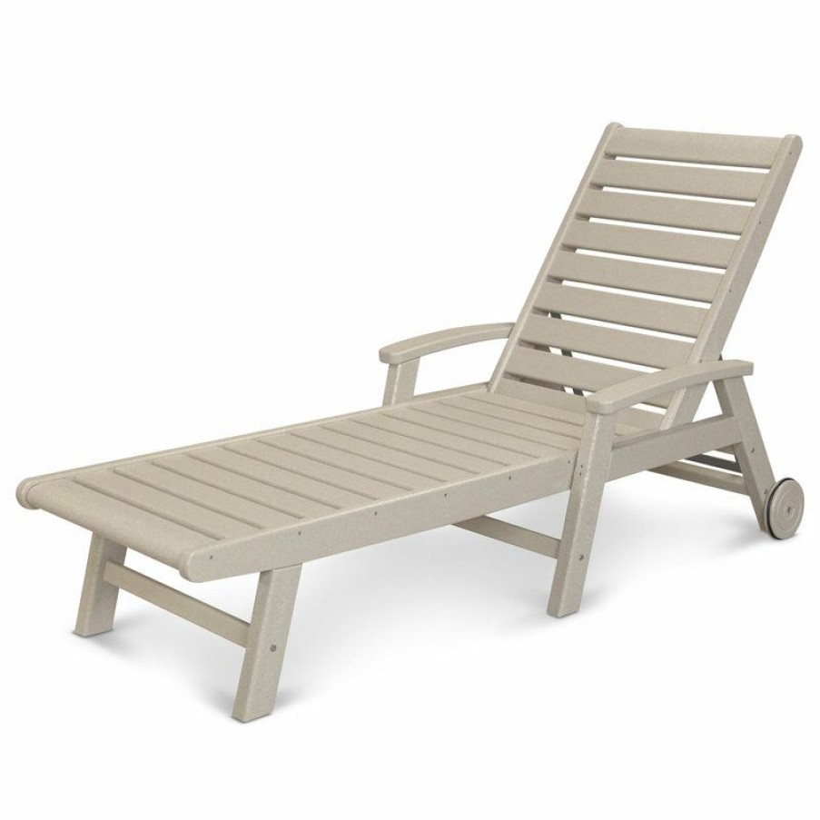 Outdoor Chairs * | Cheap Polywood Signature Chaise With Wheels, Sand