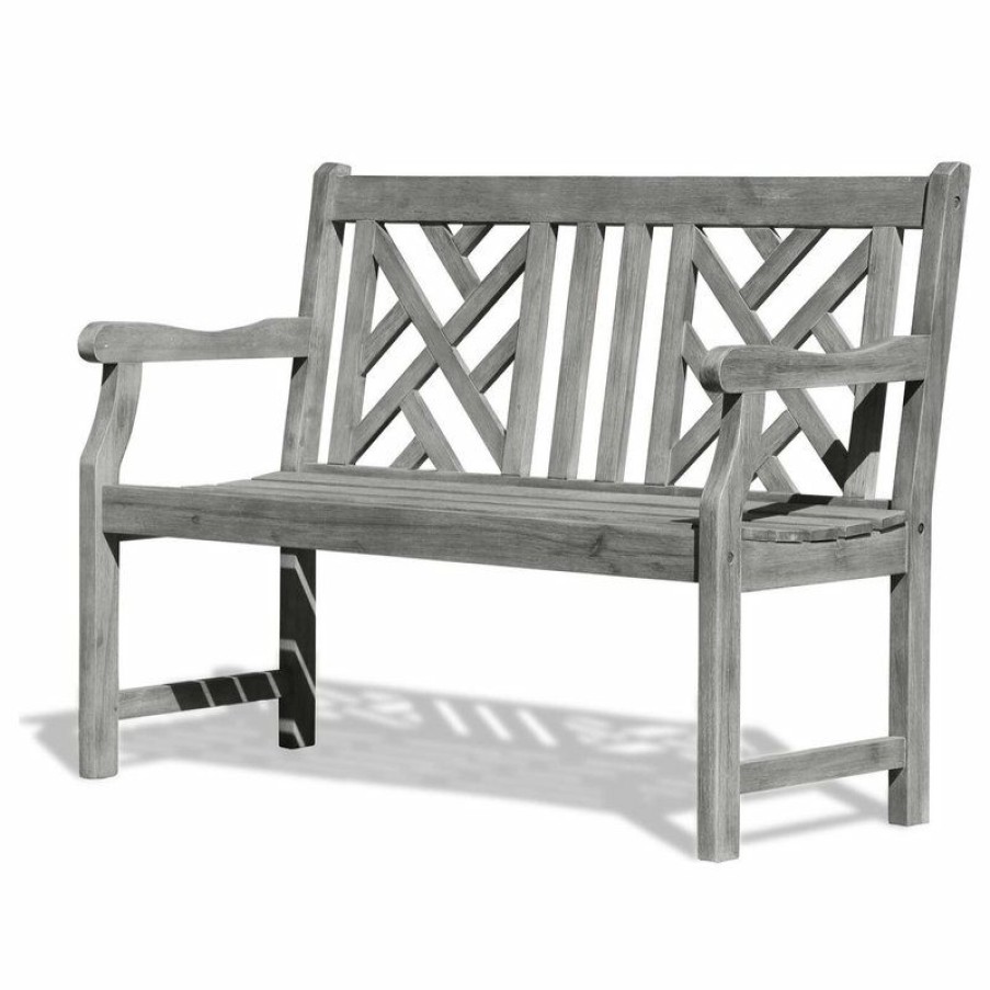 Outdoor Benches * | Best Pirce Vifah Renaissance Eco-Friendly 4 Outdoor Hand-Scraped Hardwood Garden Bench, Grey