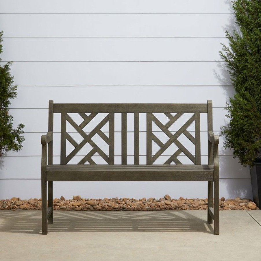 Outdoor Benches * | Best Pirce Vifah Renaissance Eco-Friendly 4 Outdoor Hand-Scraped Hardwood Garden Bench, Grey