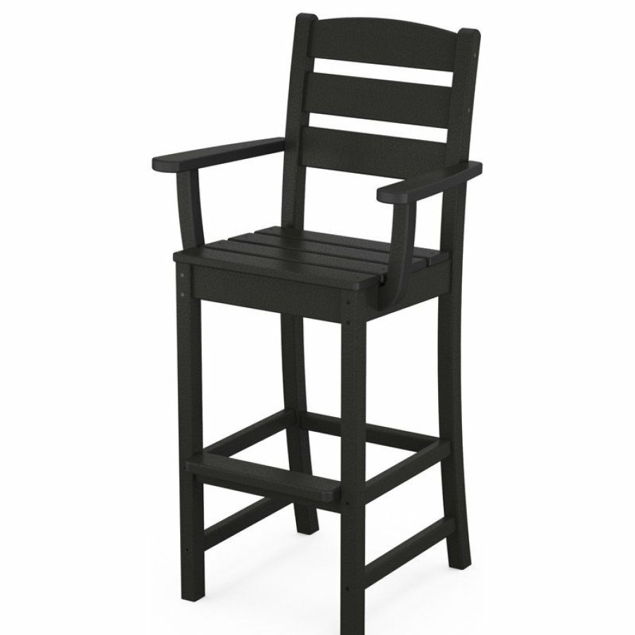 Outdoor Bar Furniture * | Cheapest Polywood Lakeside Bar Arm Chair, Black