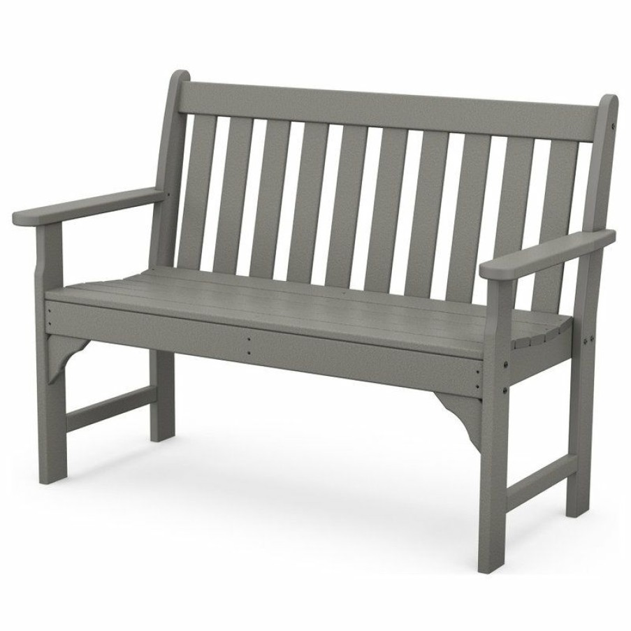 Outdoor Benches * | Coupon Polywood Vineyard 48 Bench, Slate Gray