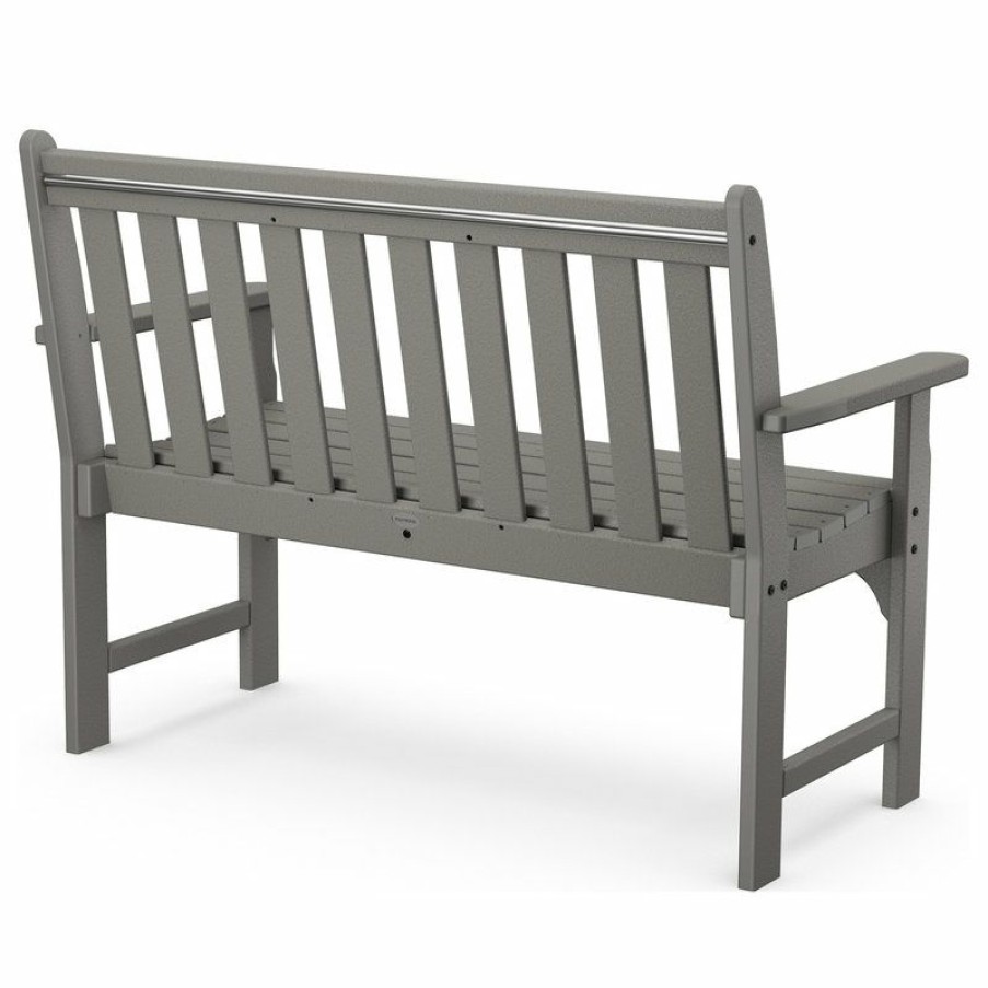 Outdoor Benches * | Coupon Polywood Vineyard 48 Bench, Slate Gray