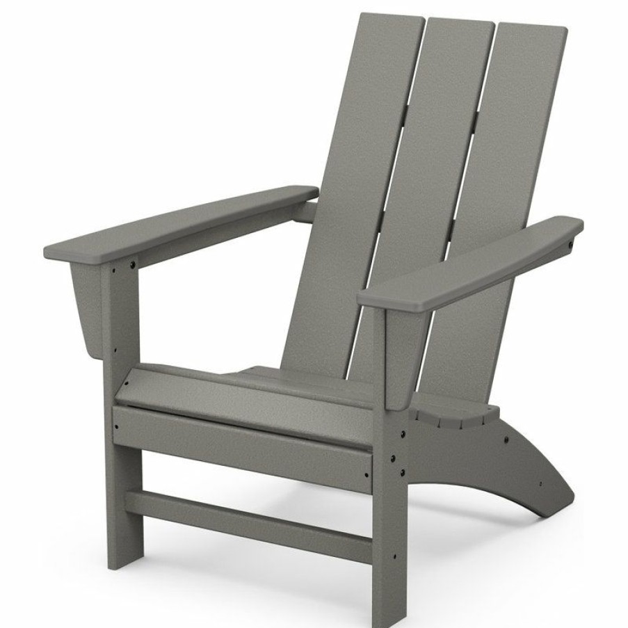 Outdoor Chairs * | Best Reviews Of Polywood Modern Adirondack Chair, Slate Gray